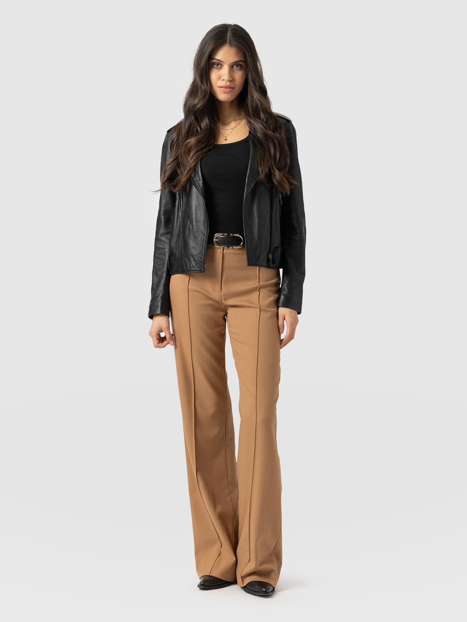 Cambridge Tailored Wide Leg Pant - Camel- Women's Trousers | Saint + Sofia® EU